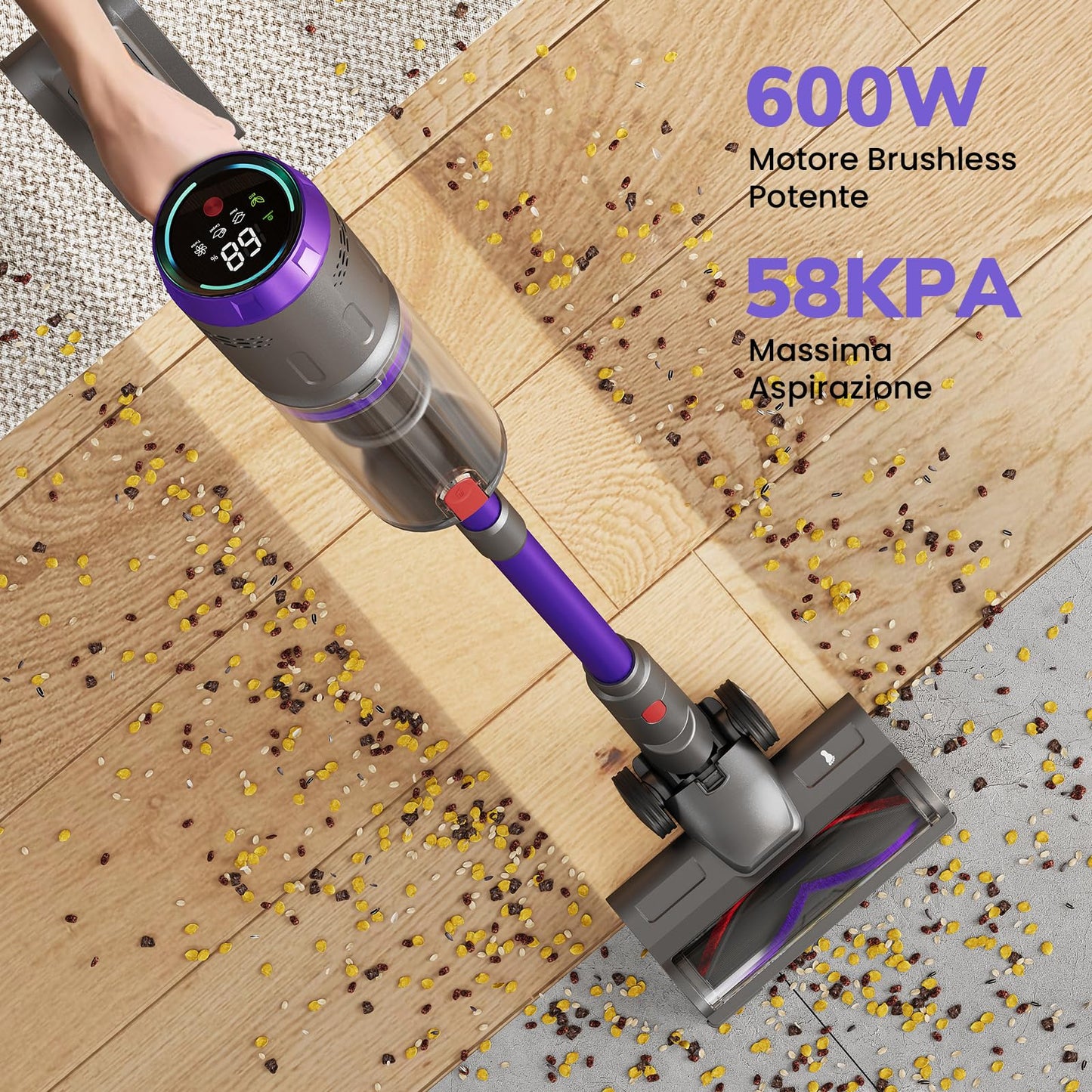 Aspirapolvere Senza Fili, 600W/58000Pa