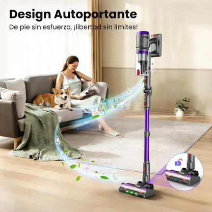 Aspirapolvere Senza Fili 90 Min, 600W/58000Pa, Scopa Elettrica Senza Fili, Aspirapolvere Senza Filo con LED Touchscreen, Autoportante Anti-Avvolgimento per Tappeti/Pavimenti/Peli Animali